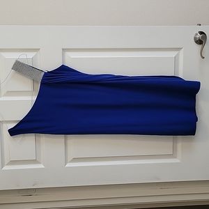 Womens formal dress, blue rhinestone strap, size 14